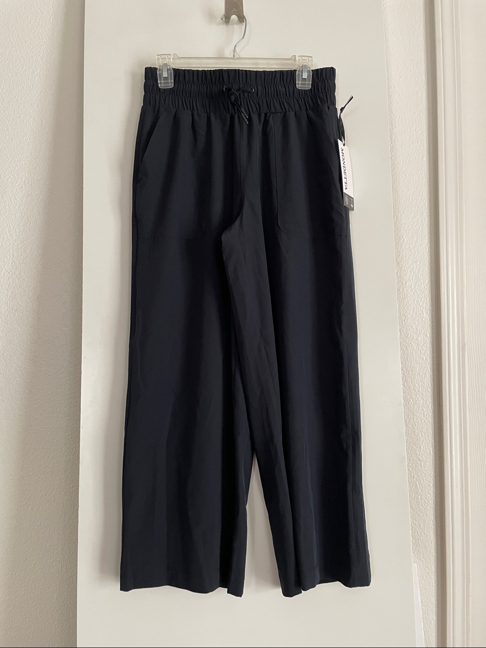 Mondetta Black Elastic Waist High Rise Wide leg Pants Trousers Sweatpants NWT